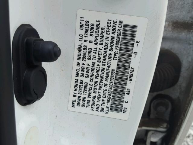 19XFB2F90CE008388 - 2012 HONDA CIVIC EXL 白色 照片 10