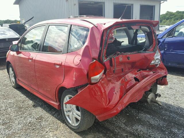 JHMGD37688S034958 - 2008 HONDA FIT SPORT RED photo 3