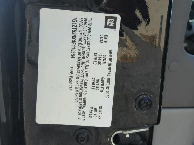 1G1ZT528X4F110354 - 2004 CHEVROLET MALIBU LS Қара фото 10