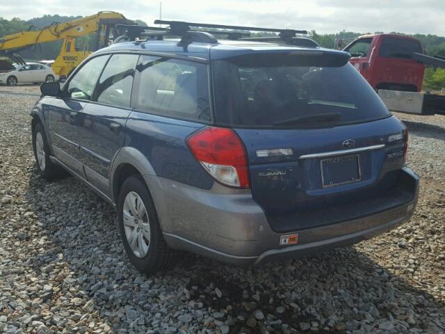 4S4BP60C297342020 - 2009 SUBARU OUTBACK BLUE photo 3