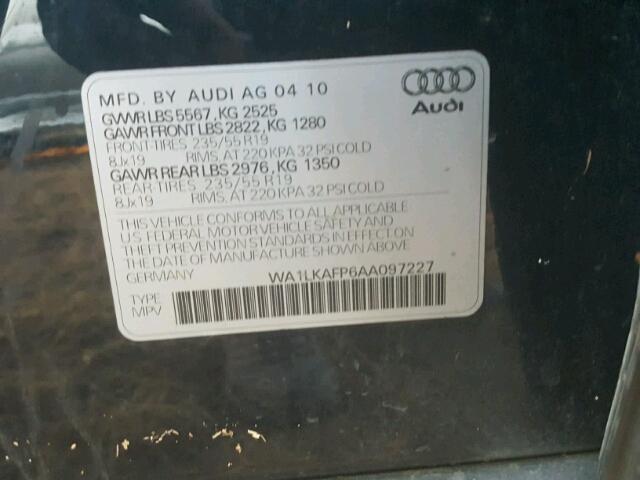 WA1LKAFP6AA097227 - 2010 AUDI Q5 PREMIUM BLUE photo 10