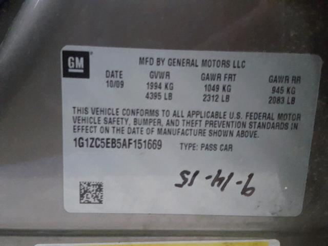 1G1ZC5EB5AF151669 - 2010 CHEVROLET MALIBU 1LT BROWN photo 10