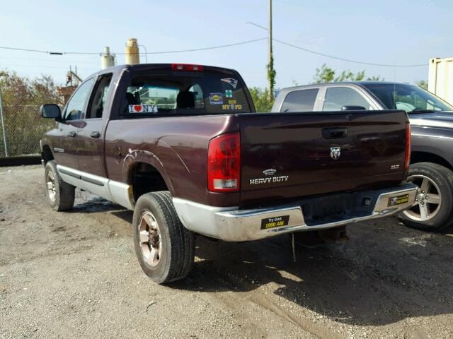 3D7KS28D75G768704 - 2005 DODGE RAM 2500 BURGUNDY photo 3