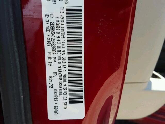 2D8HN54129R626934 - 2009 DODGE GRAND CARA MAROON photo 10