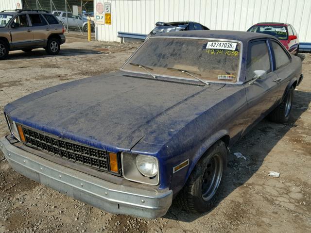 1X27D8T105346 - 1978 CHEVROLET NOVA BLUE photo 2