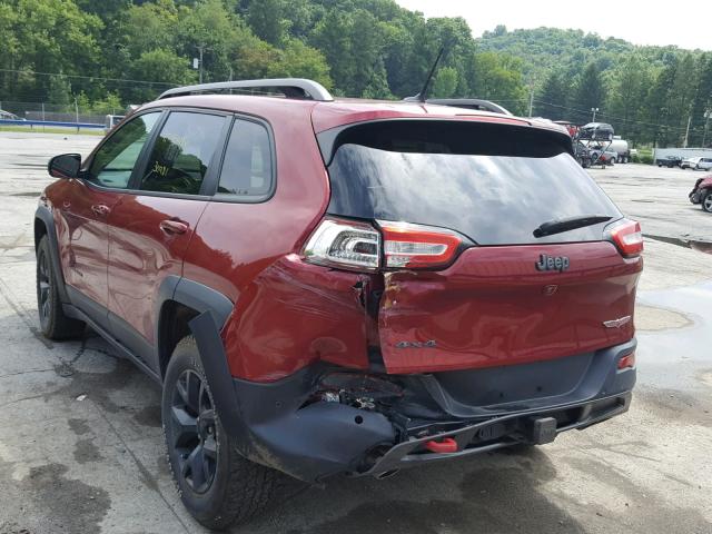 1C4PJMBS7FW570407 - 2015 JEEP CHEROKEE T RED photo 3