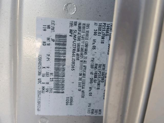 5LMFU27R64LJ38265 - 2004 LINCOLN NAVIGATOR Grau Foto 10