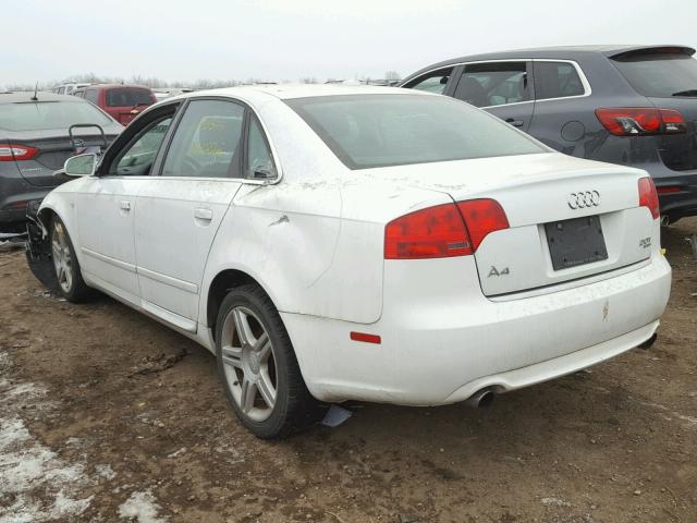 WAUDF78E78A047313 - 2008 AUDI A4 2.0T QU WHITE photo 3