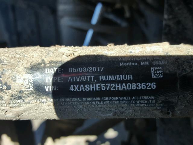 4XASHE572HA083626 - 2017 POLARIS SPORTSMAN BLACK photo 10