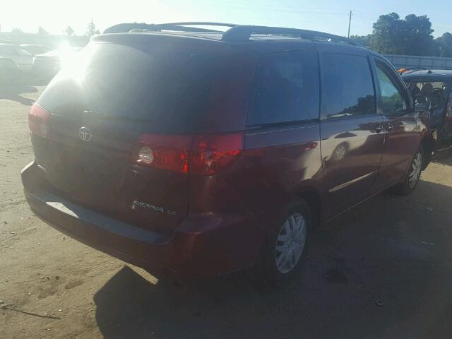 5TDZA23C56S482489 - 2006 TOYOTA SIENNA CE BURGUNDY photo 4