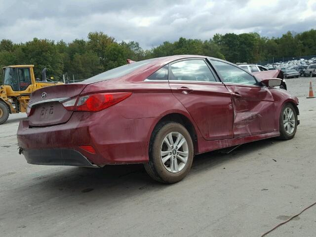 5NPEB4AC7EH876879 - 2014 HYUNDAI SONATA GLS RED photo 4