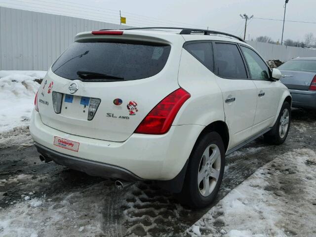 JN8AZ08W65W441756 - 2005 NISSAN MURANO WHITE photo 4