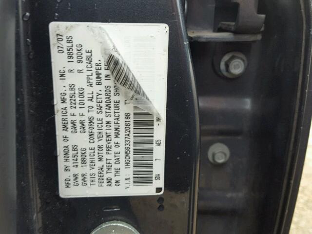 1HGCM56337A208198 - 2007 HONDA ACCORD SE GRAY photo 10