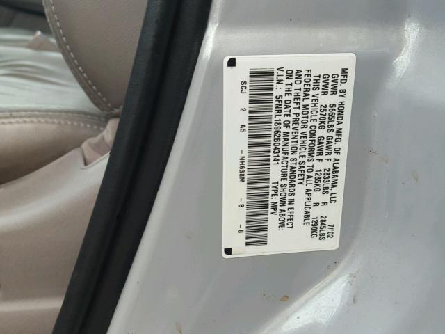 5FNRL18962B043141 - 2002 HONDA ODYSSEY EX SILVER photo 10