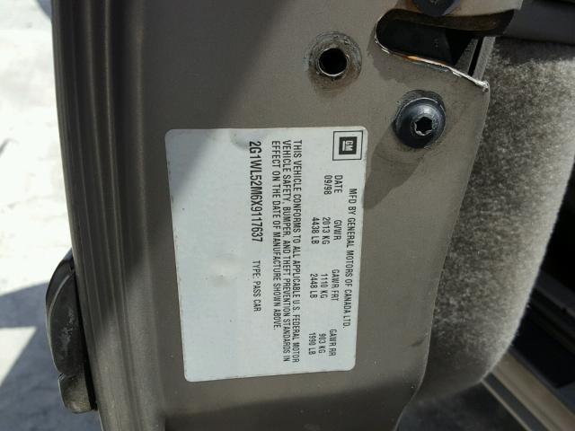 2G1WL52M6X9117637 - 1999 CHEVROLET LUMINA BAS ბეჟი ფოტო 10