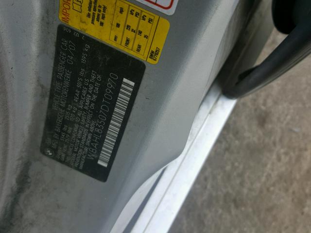 WBAHL83507DT09970 - 2007 BMW 750 I SILVER photo 10