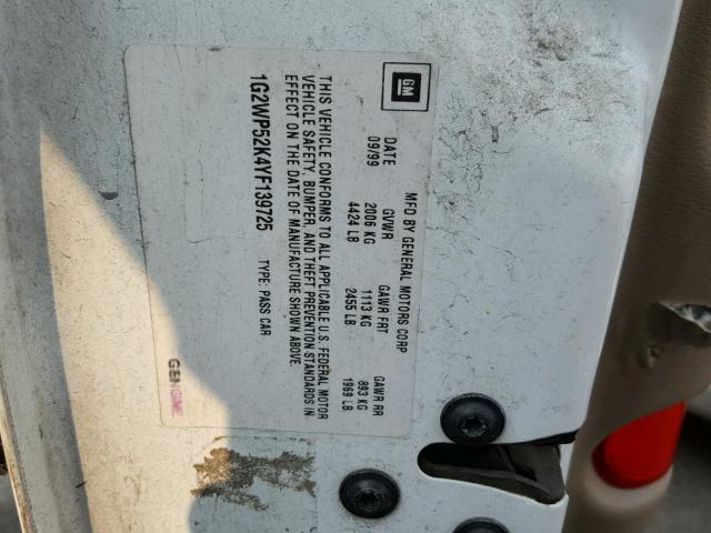 1G2WP52K4YF139725 - 2000 PONTIAC GRAND PRIX თეთრი ფოტო 10