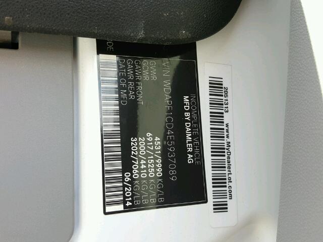 WDAPF1CD4E5937089 - 2014 MERCEDES-BENZ SPRINTER 3 WHITE photo 10