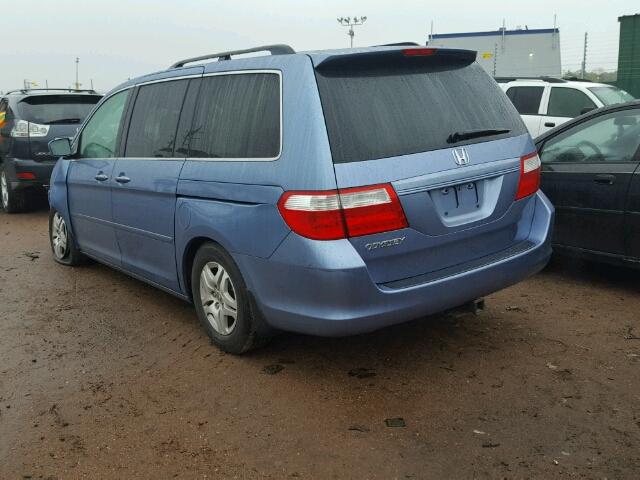 5FNRL38627B055991 - 2007 HONDA ODYSSEY EX BLUE photo 3