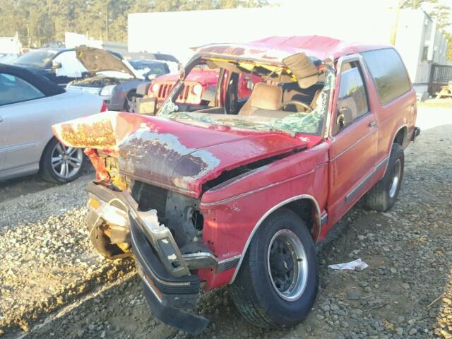 1GNCS18Z8M8196672 - 1991 CHEVROLET BLAZER S10 RED photo 2