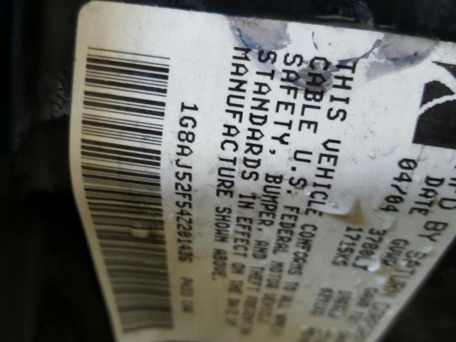 1G8AJ52F54Z201436 - 2004 SATURN ION LEVEL GRAY photo 10