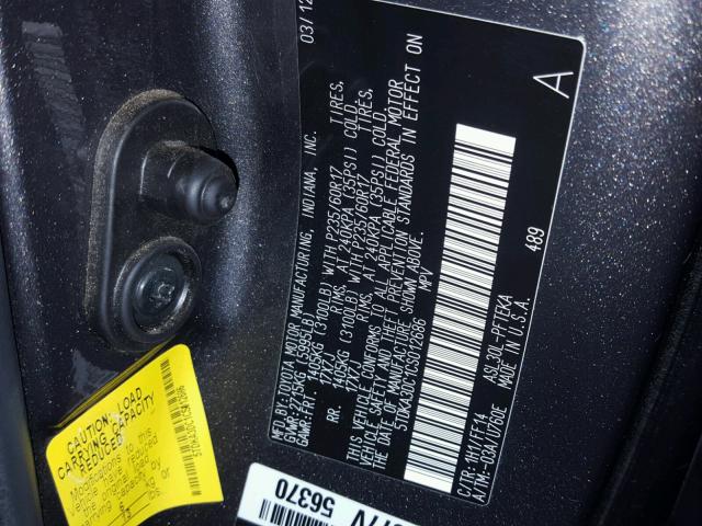 5TDKA3DC1CS012686 - 2012 TOYOTA SIENNA BAS GRAY photo 10