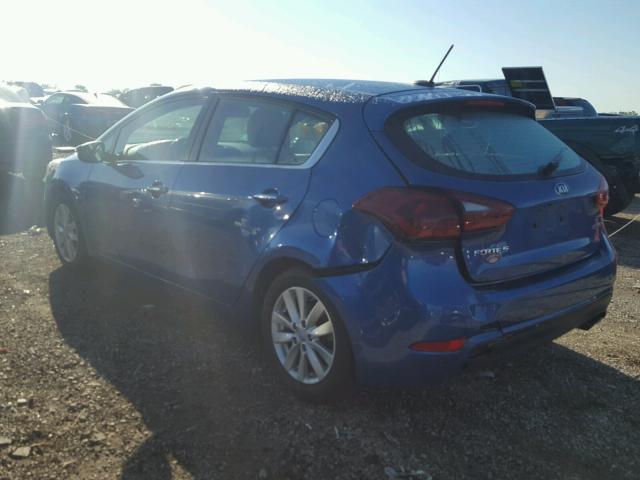 KNAFX5A84E5206601 - 2014 KIA FORTE EX BLUE photo 3