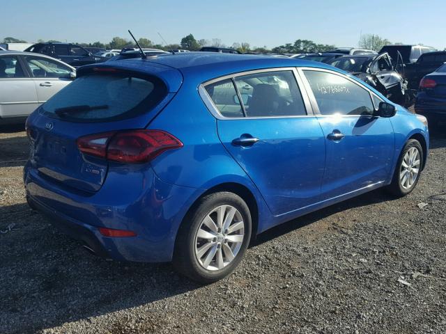 KNAFX5A84E5206601 - 2014 KIA FORTE EX BLUE photo 4