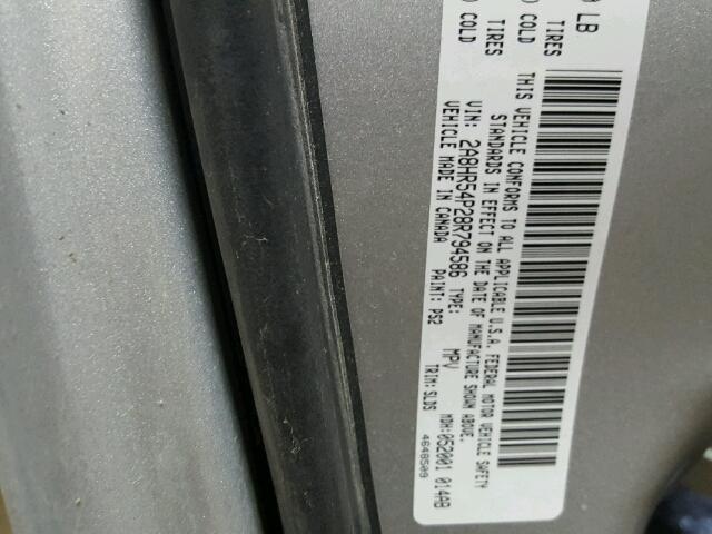 2A8HR54P28R794586 - 2008 CHRYSLER TOWN & COU SILVER photo 10