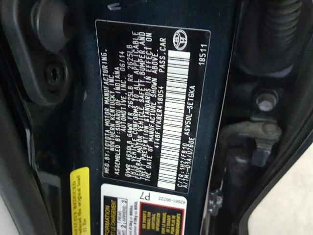 4T4BF1FK8ER418054 - 2014 TOYOTA CAMRY L BLACK photo 10