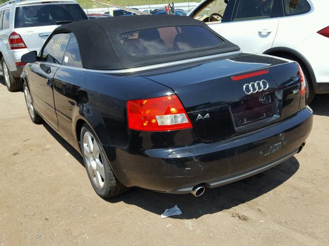 WAUAC48H63K026797 - 2003 AUDI A4 1.8 CAB BLACK photo 3