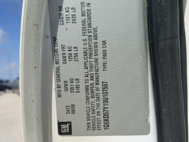 1G6KD57Y19U107587 - 2009 CADILLAC DTS WHITE photo 10