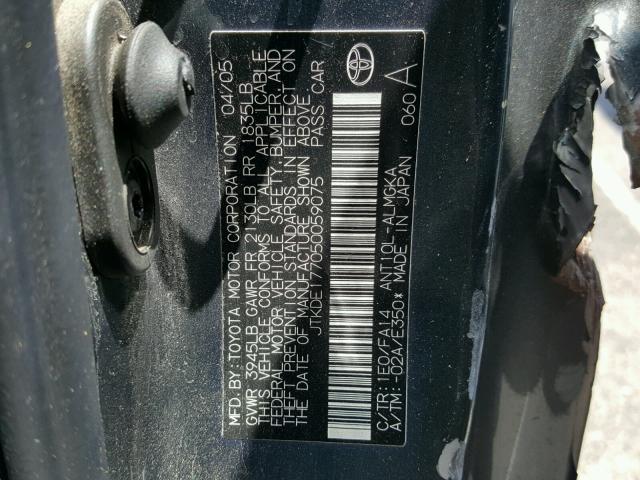 JTKDE177050059075 - 2005 TOYOTA SCION TC 灰色 照片 10