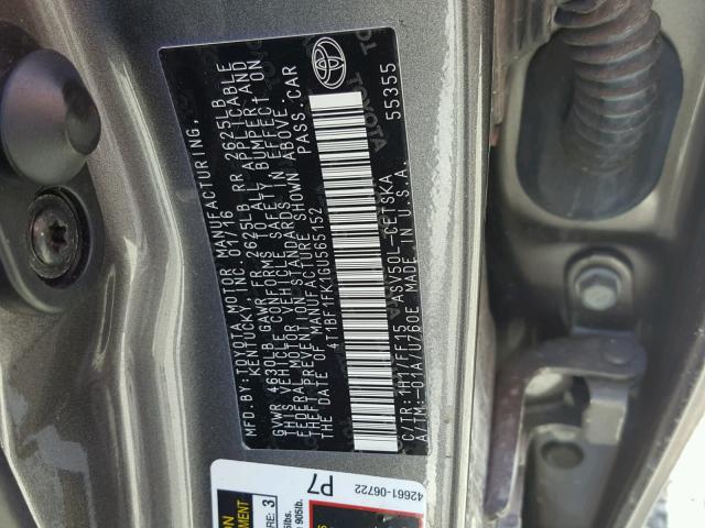 4T1BF1FK1GU565152 - 2016 TOYOTA CAMRY GRAY photo 10