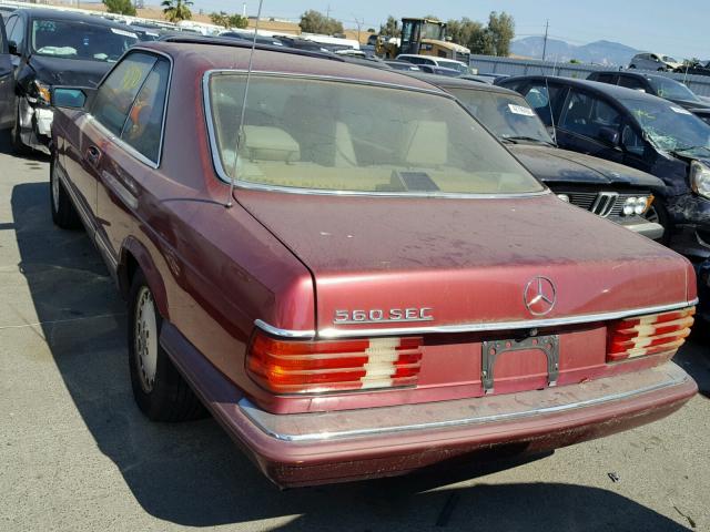 WDBCA45E0KA447882 - 1989 MERCEDES-BENZ 560 SEC MAROON photo 3