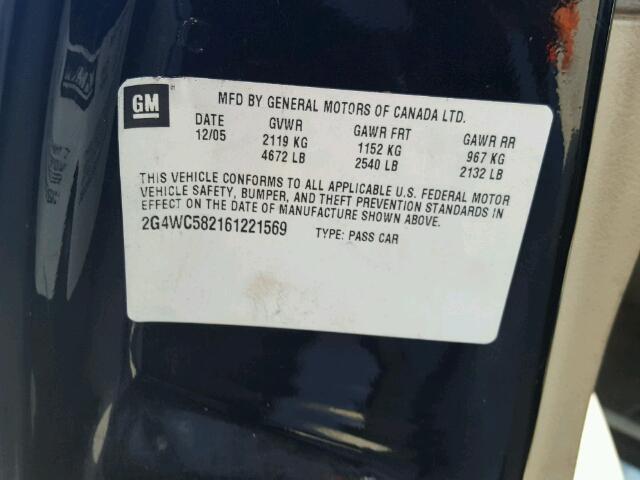 2G4WC582161221569 - 2006 BUICK LACROSSE C BLACK photo 10