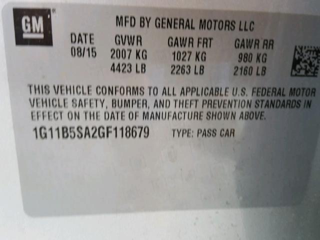 1G11B5SA2GF118679 - 2016 CHEVROLET MALIBU LIM 银色 照片 10