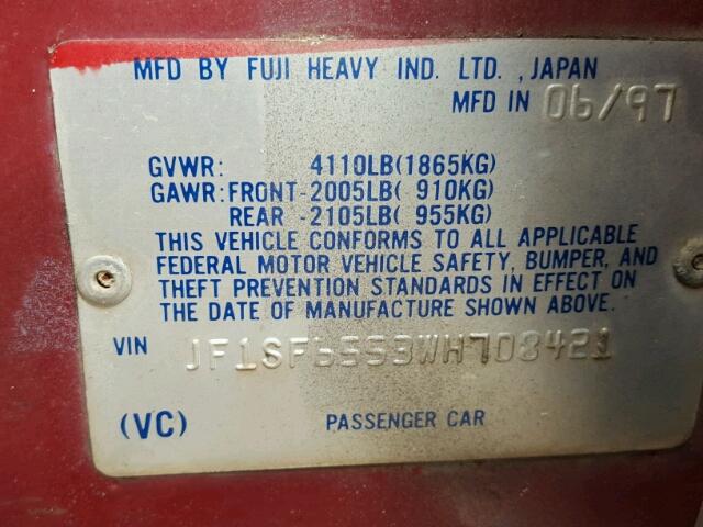 JF1SF6553WH708421 - 1998 SUBARU FORESTER S RED photo 10