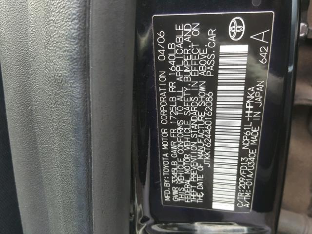JTKKT624460162086 - 2006 TOYOTA SCION XA BLACK photo 10