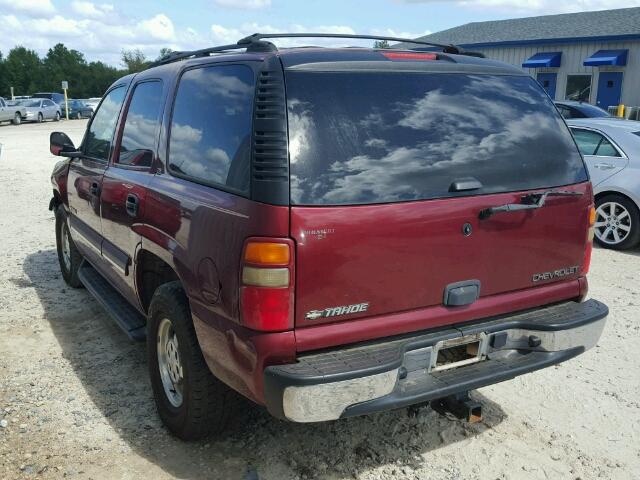 1GNEC13V12R323716 - 2002 CHEVROLET TAHOE C150 BURGUNDY photo 3