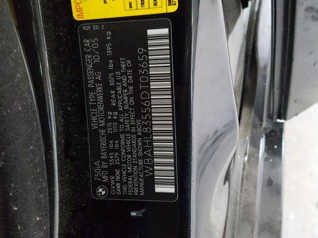 WBAHL83556DT03659 - 2006 BMW 750 I BLACK photo 10