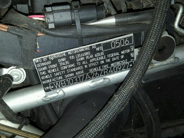 WB10317A26ZR40927 - 2006 BMW R1200 GS BLACK photo 10