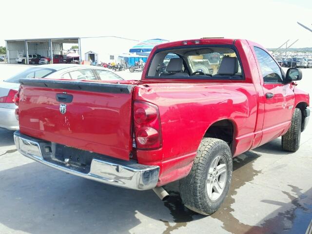 1D7HA16K98J132071 - 2008 DODGE RAM 1500 S RED photo 4