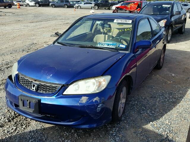 1HGEM22985L022563 - 2005 HONDA CIVIC EX BLUE photo 2