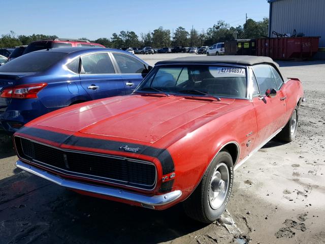 1Z4677N148166 - 1967 CHEVROLET CAMARO RS RED photo 2