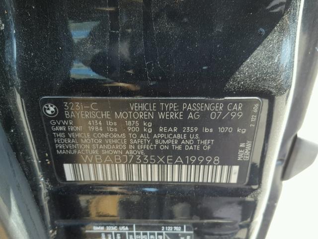 WBABJ7335XEA19998 - 1999 BMW 323 IC BLACK photo 10