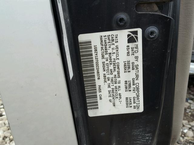 1G8ZY12722Z240370 - 2002 SATURN SC2 SILVER photo 10