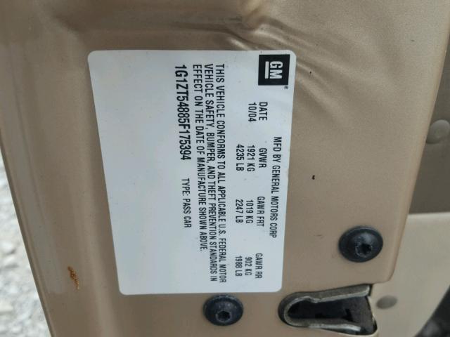 1G1ZT54885F175394 - 2005 CHEVROLET MALIBU LS Qəhvəyi foto 10