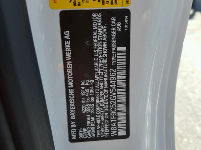 WBA1F9C52GV544962 - 2016 BMW 228 I WHITE photo 10