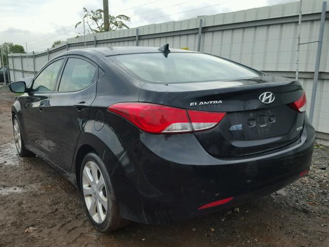 5NPDH4AE8DH335396 - 2013 HYUNDAI ELANTRA BLACK photo 3